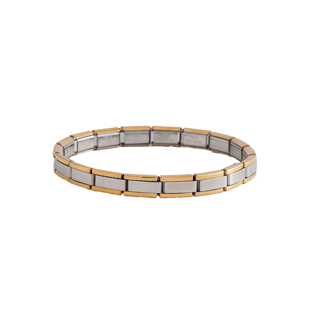 Geometric stainless steel bracelet unisex ring style in four colours steel full gold half gold edge gold