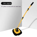 Telescopic curved aluminium car cleaning brush with soft chenille head, shown in yellow and blue colour options.