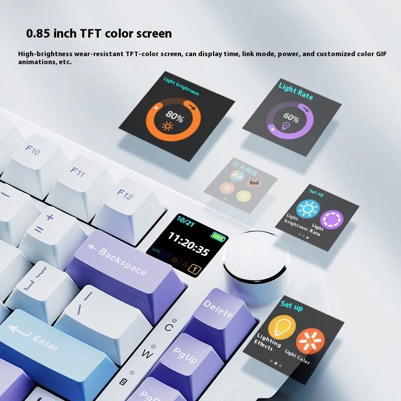 Three-mode wireless mechanical keyboard with black, grey and yellow colour options