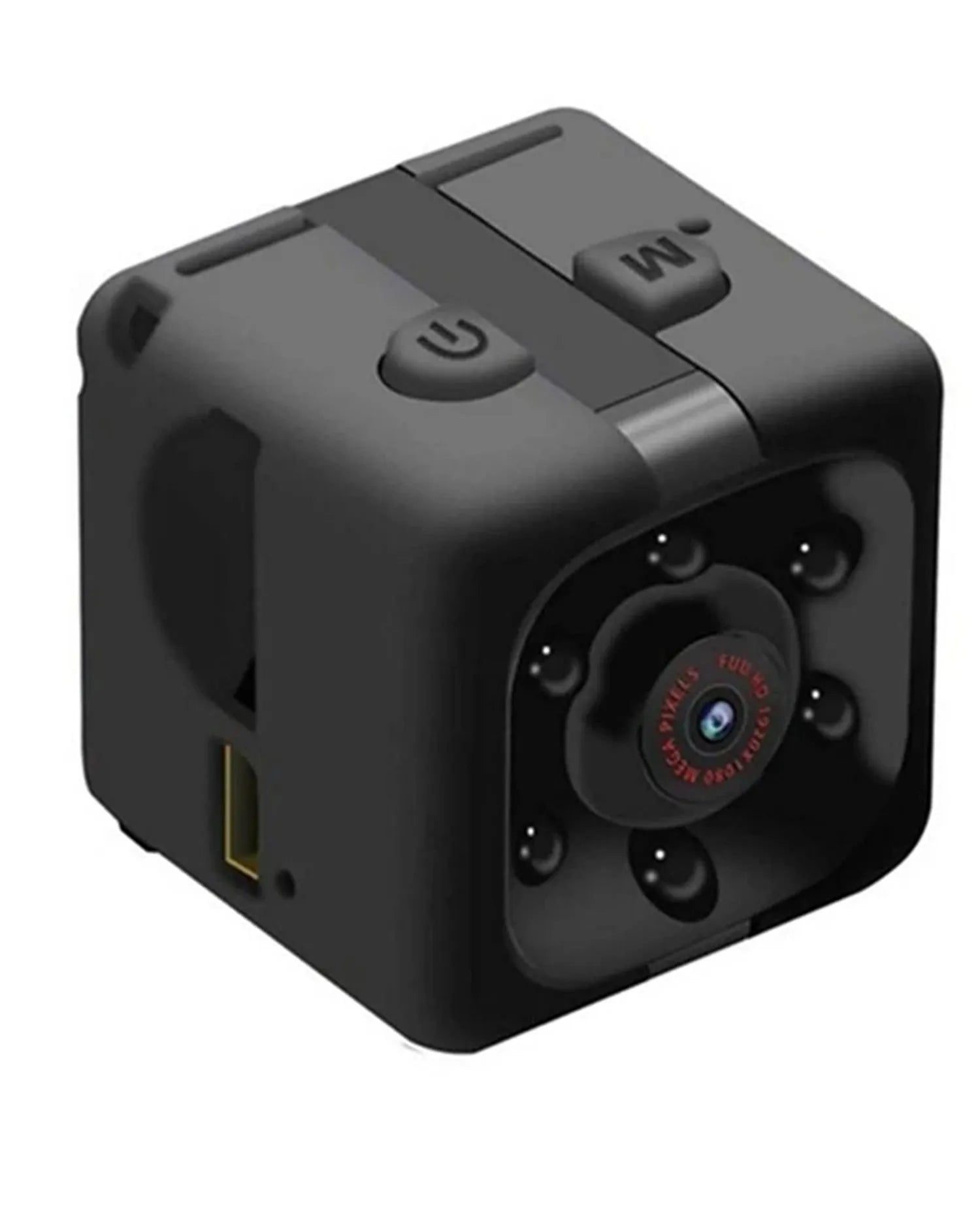 Black USB dashcam with infrared night vision and 1080P recording capability