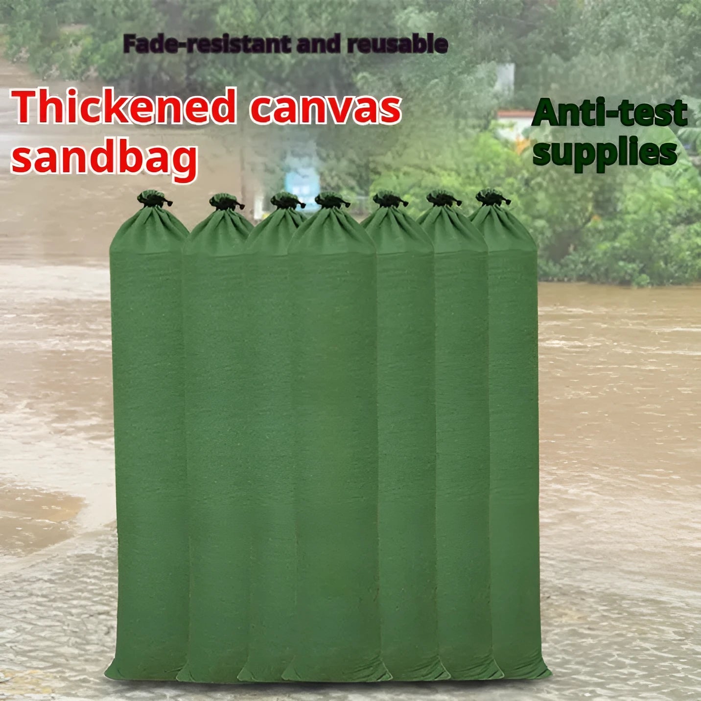 Canvas flood control sandbag strip in multiple sizes for emergency water barrier and fire prevention