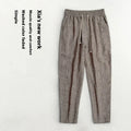Men's striped linen summer trousers in cropped length with cotton-linen blend fabric