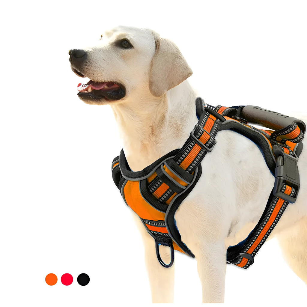 Breathable reflective no pull dog harness vest in black for medium to large dogs