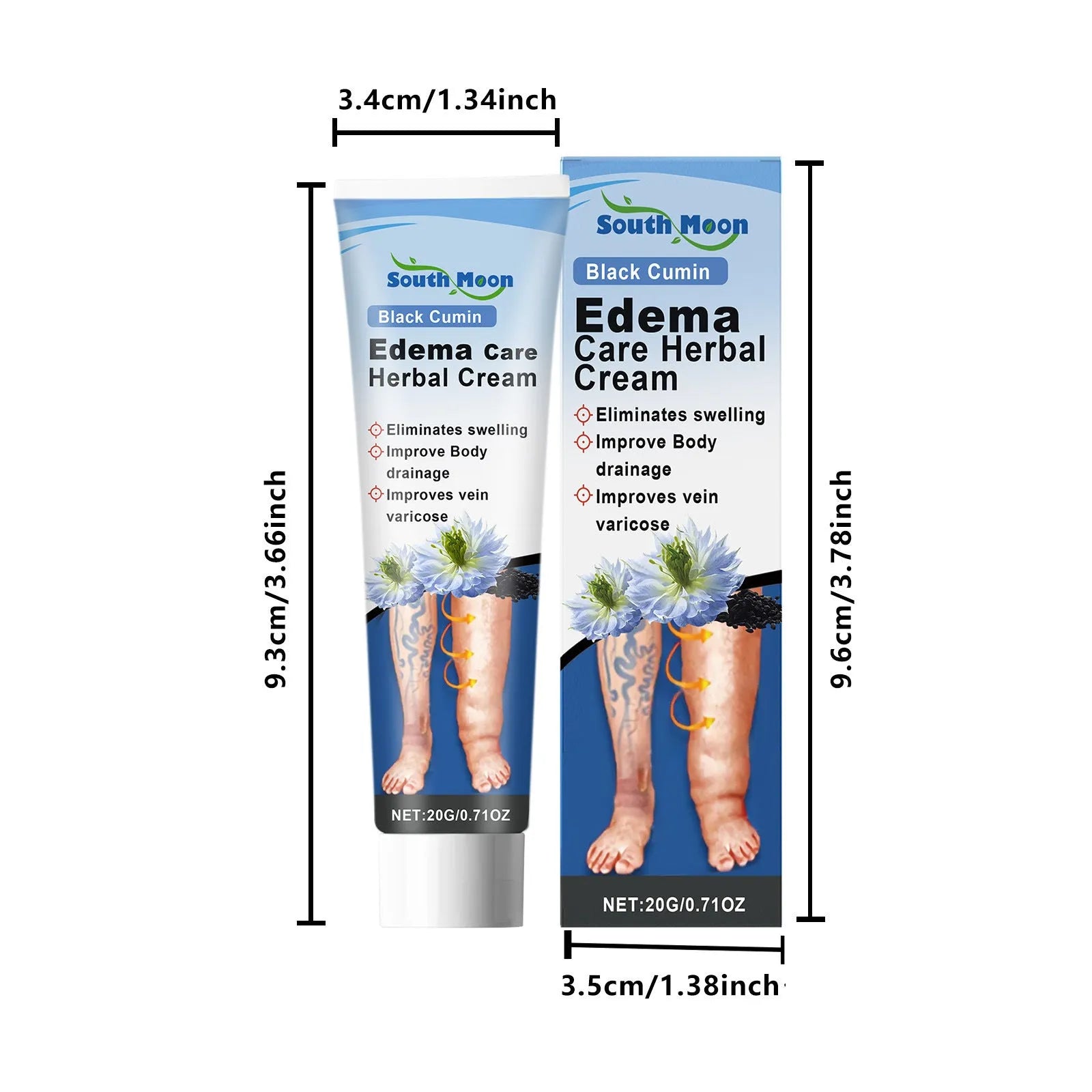 20g jar of herbal leg care cream with black grass seeds and horse chestnut extract