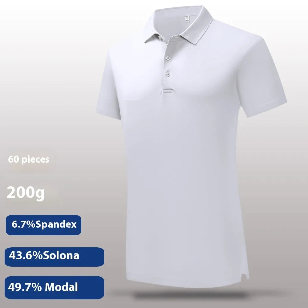 60 Lanjing modal cotton short sleeve polo shirt in eight colours, sizes S to 4XL, for summer sports and business casual