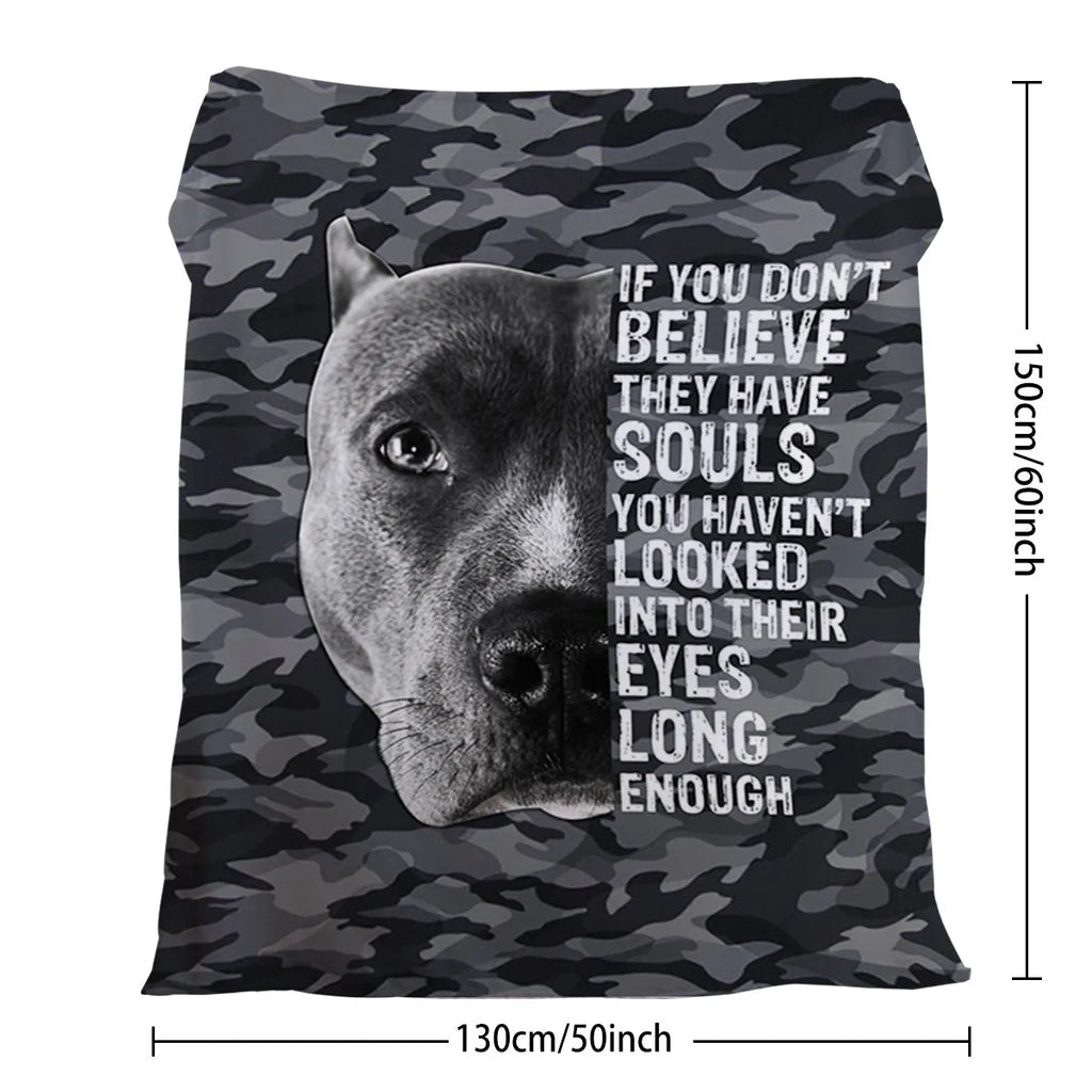 Black dog print flannel blanket, soft fluffy throw, 130x150cm and 75x100cm sizes, hemmed edges