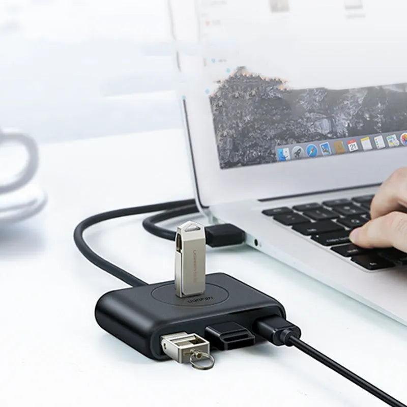 Black USB 3.0 extender adapter set with multi-port hub and choice of cable lengths