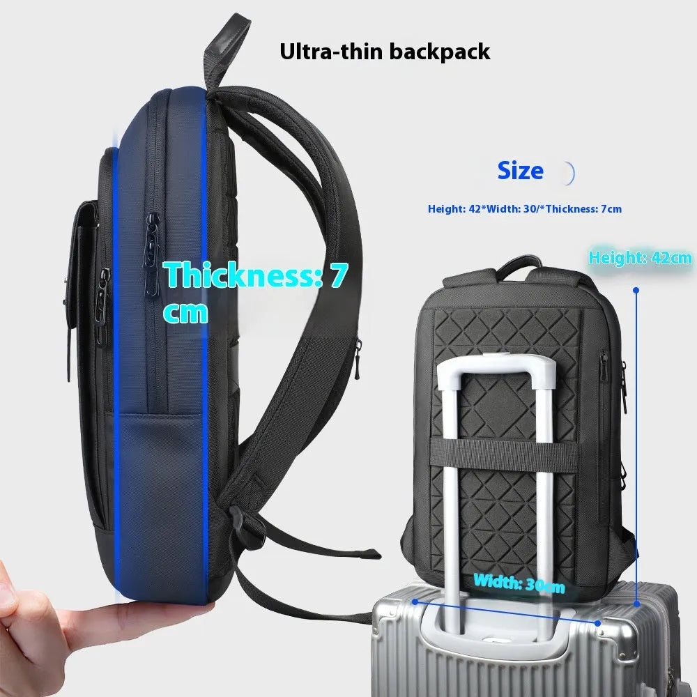 Black Oxford cloth lightweight backpack with urban design for daily commuting