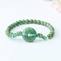 Oil green emerald jade bracelet with safety buckle and 6mm star beads