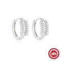Sterling silver geometric stud earrings with small diamond eardrops in gold or silver electroplated finishes