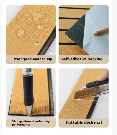 Yacht teak edge strip deck pad floor in light gray black – 240x5.7cm EVA foam strip for boats and RVs
