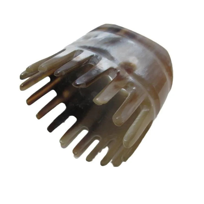 White buffalo horn wide-tooth comb for women's scalp massage and traditional hair care