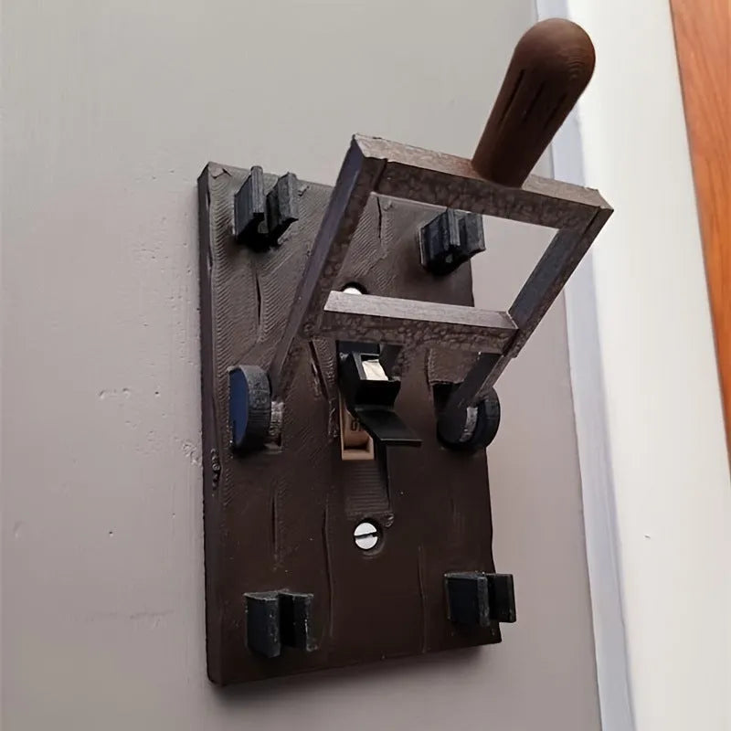 Retro-style decorative light switch plate with single control toggle, made from white PLA material.