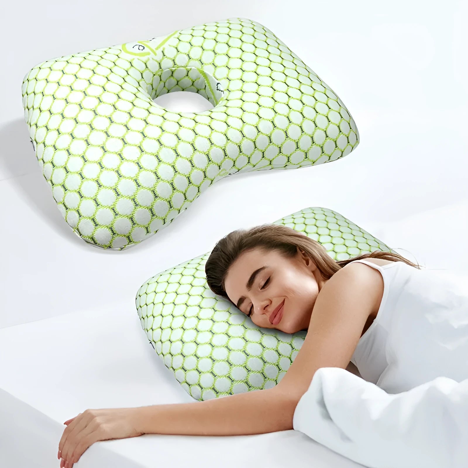 Beauty salon single hole ear pillow in New Chinese style with a detachable cover.