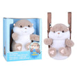Smart plush toy backpack in brown otter design with musical sound function for kids