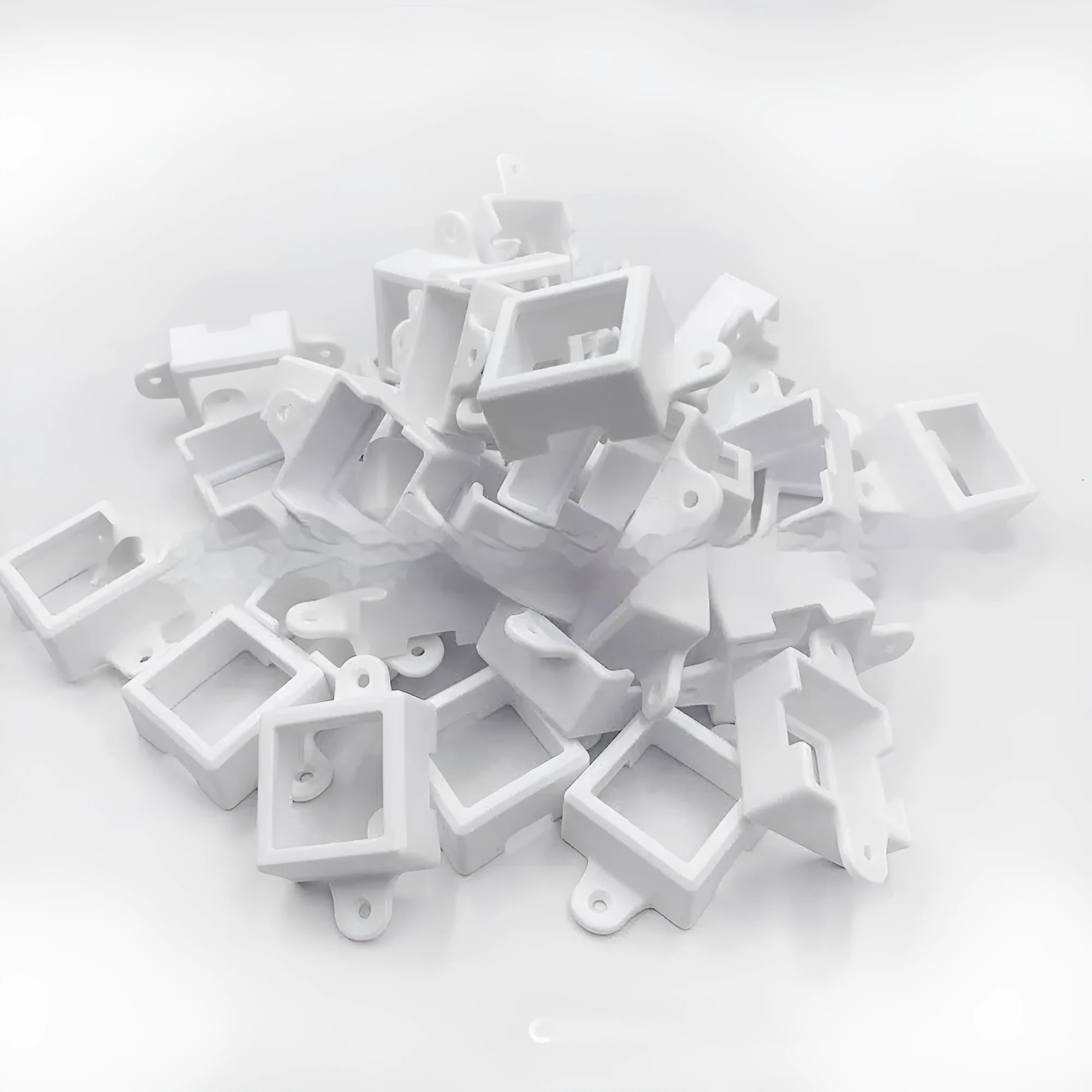 White plastic protective cover for LED light bracket, dimensions 1.7cm by 6cm.