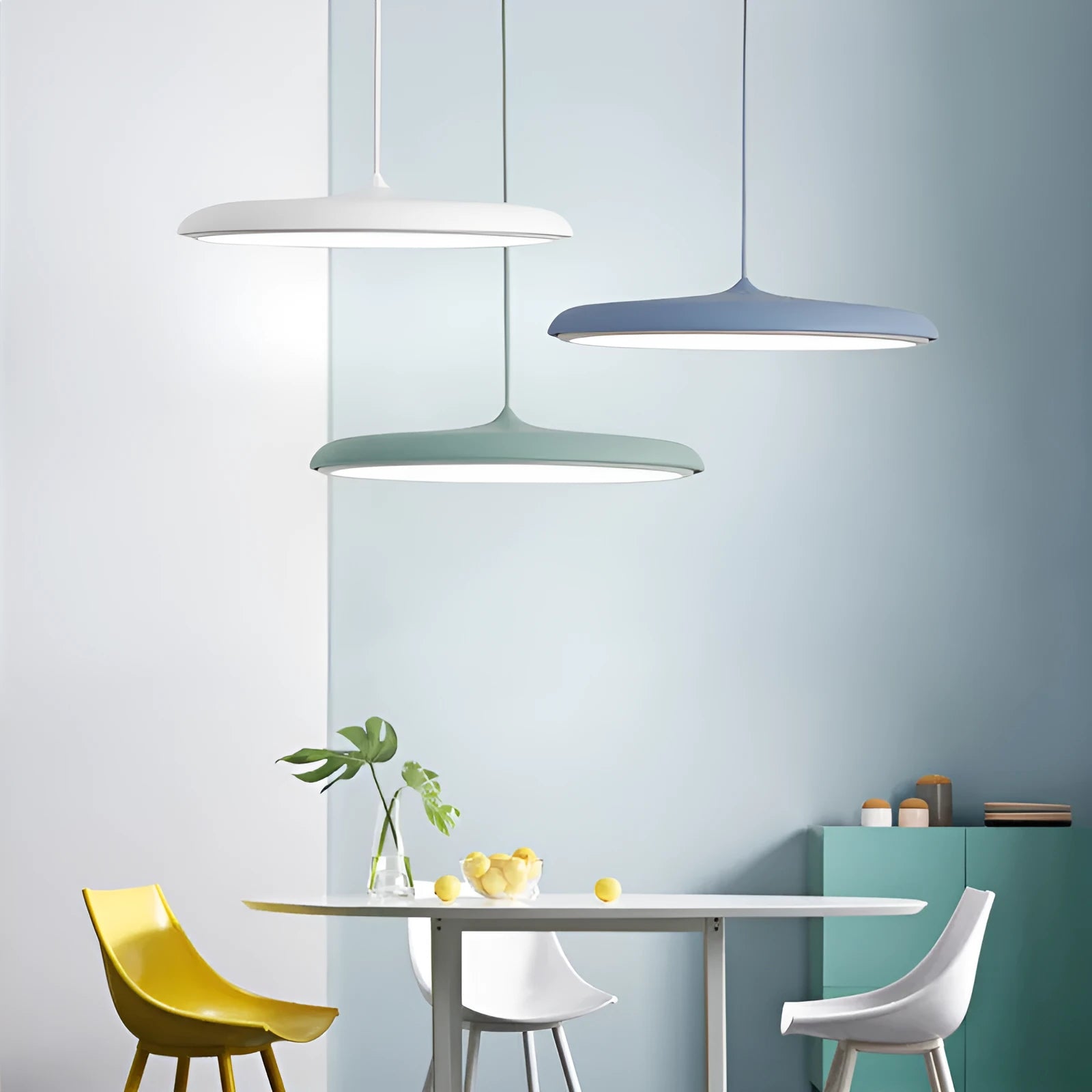 Nordic modern iron LED chandelier with fish shape, two size options, and three-colour temperature lighting