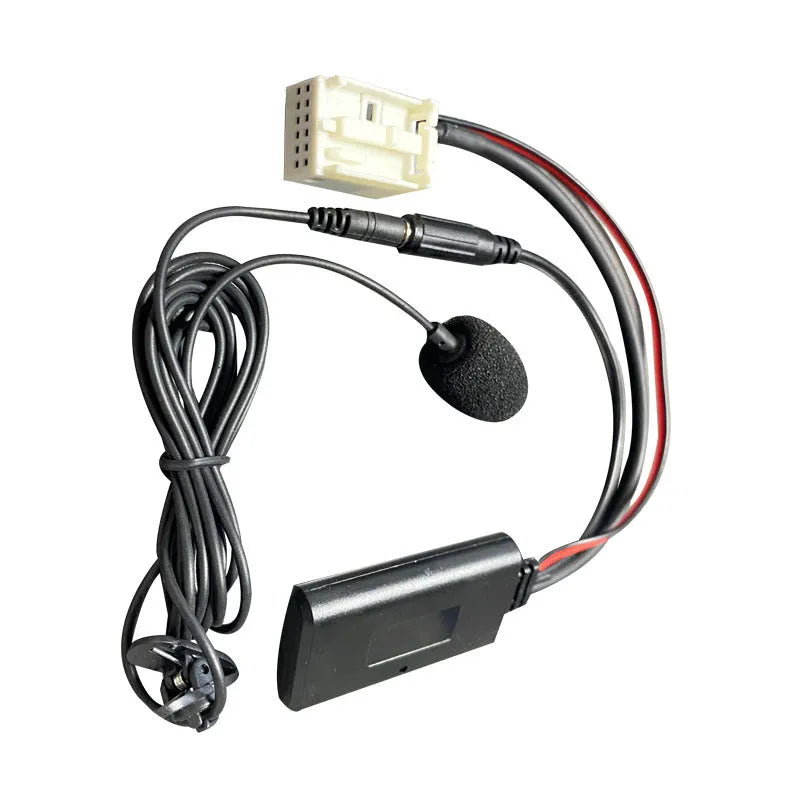 Bluetooth audio interface cable for Citroen and Peugeot RD4 car stereos with a connector and wiring.