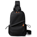 Black mens waterproof polyester crossbody bag with adjustable shoulder strap