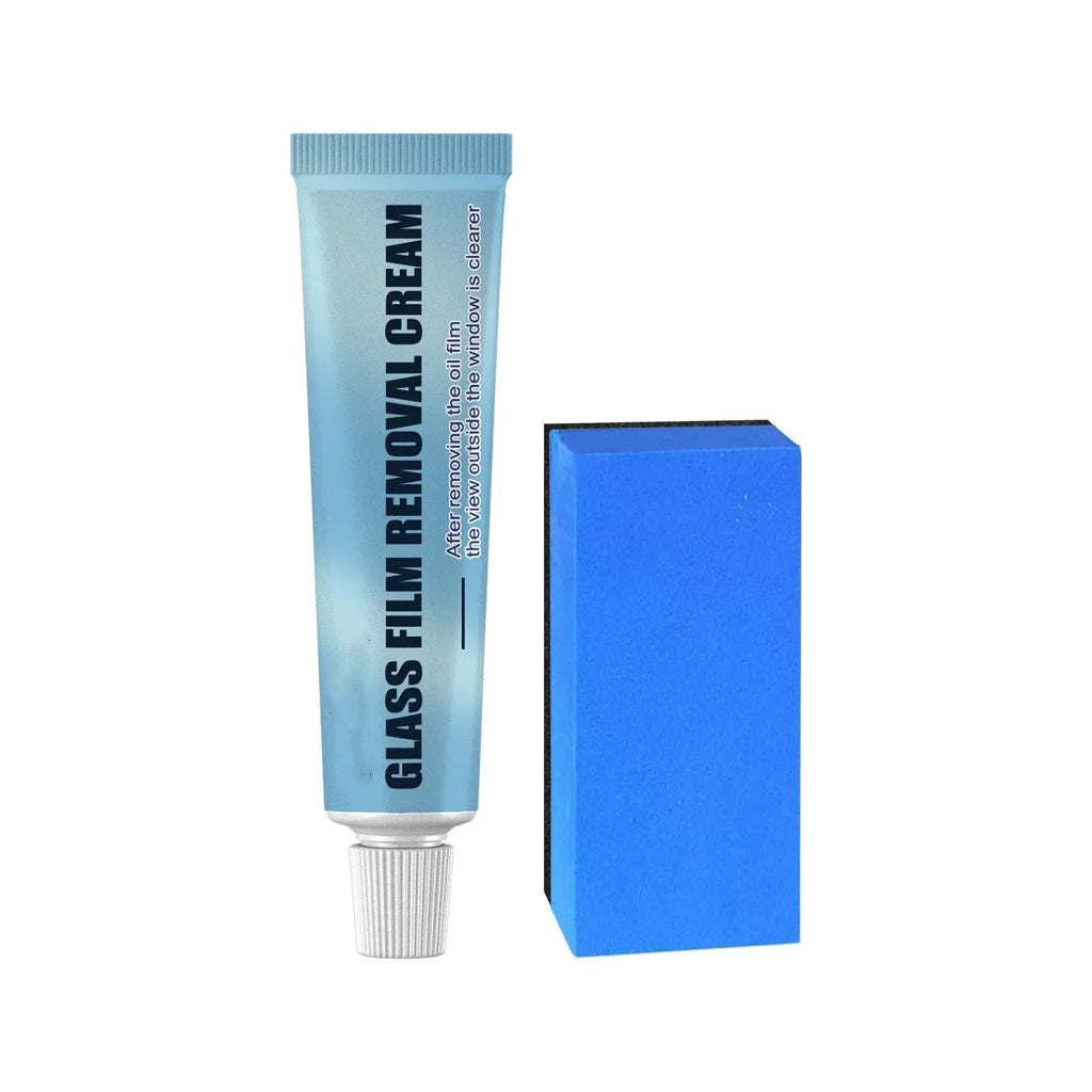 Blue car glass oil film remover stick and sponge applicator for windshield cleaning