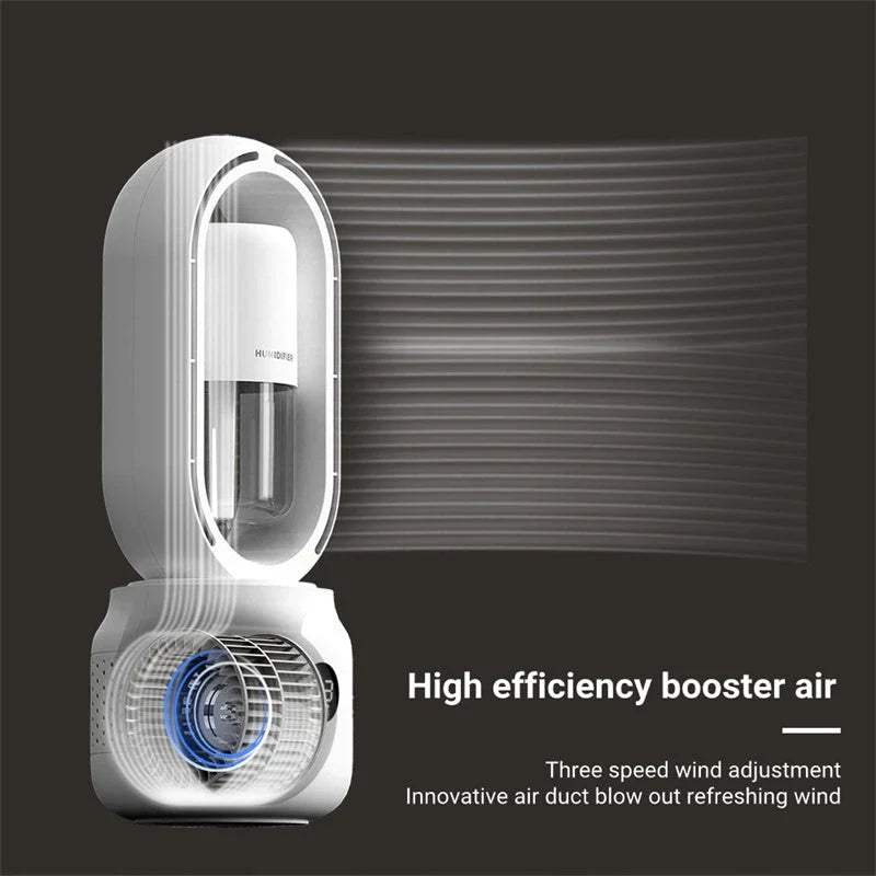 Innovative Bladeless Fan with Cooling Mist Humidifier - Powerful, Portable, and Refreshing Air Cooling Solution