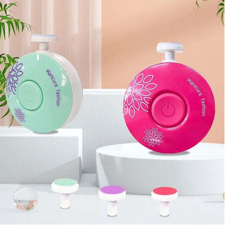 Baby electric nail polisher set with three grinding heads in red colour option