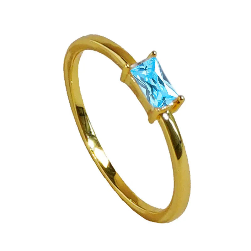 Sapphire blue zircon geometric bracelet ring with oval and love heart shapes on copper base