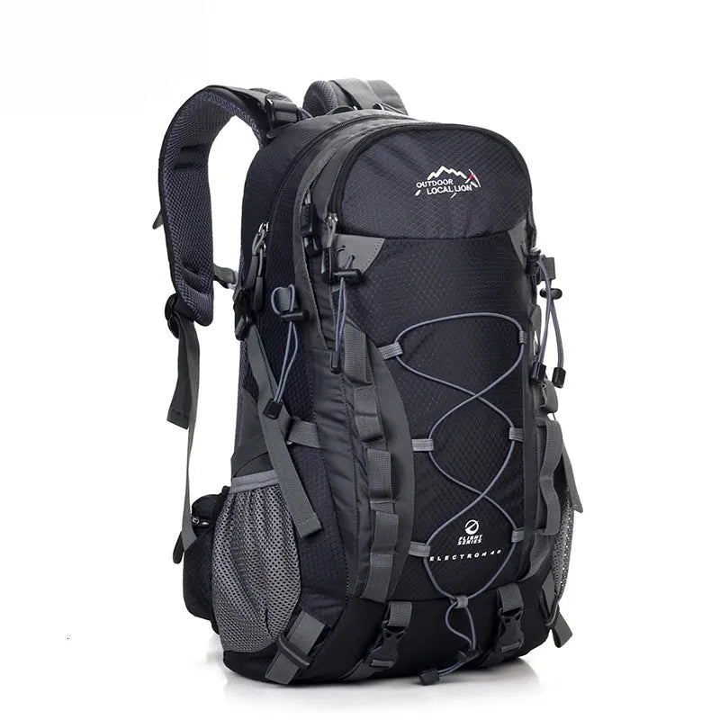 Green polyester outdoor leisure sports backpack showing size and plain design.