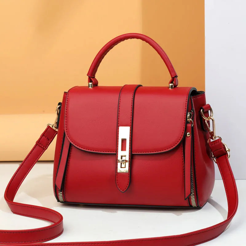Soft PU leather women's messenger shoulder bag in a vertical square shape.