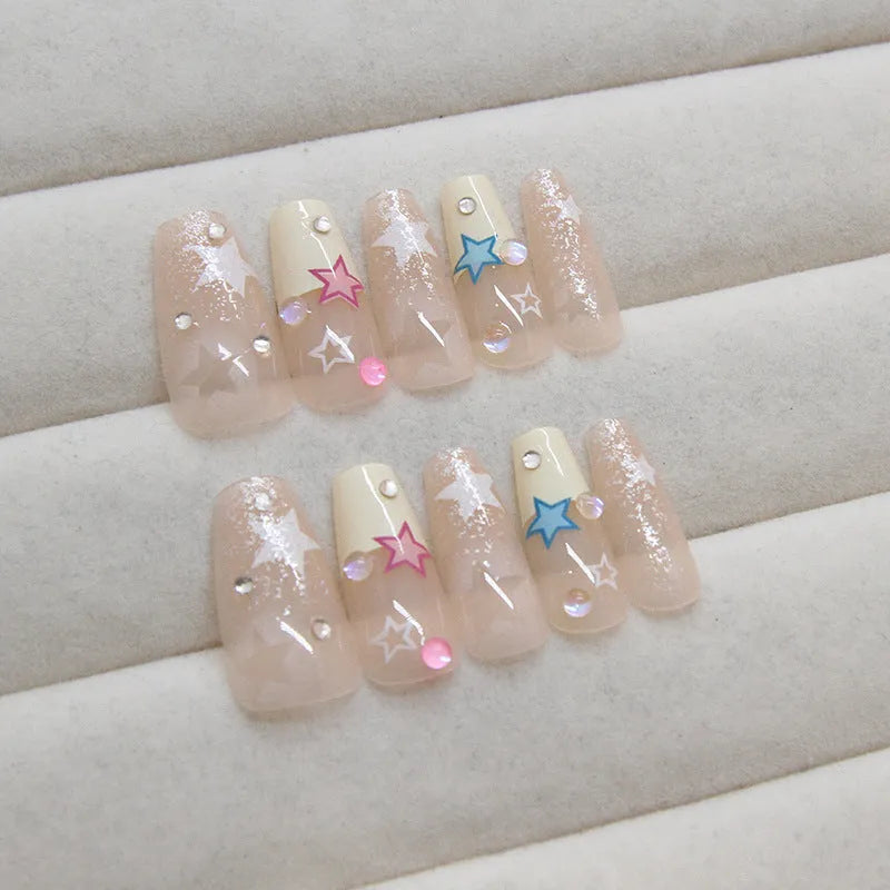 24 detachable double star crystal nail stickers with glue tube in Z920 Millennium colour