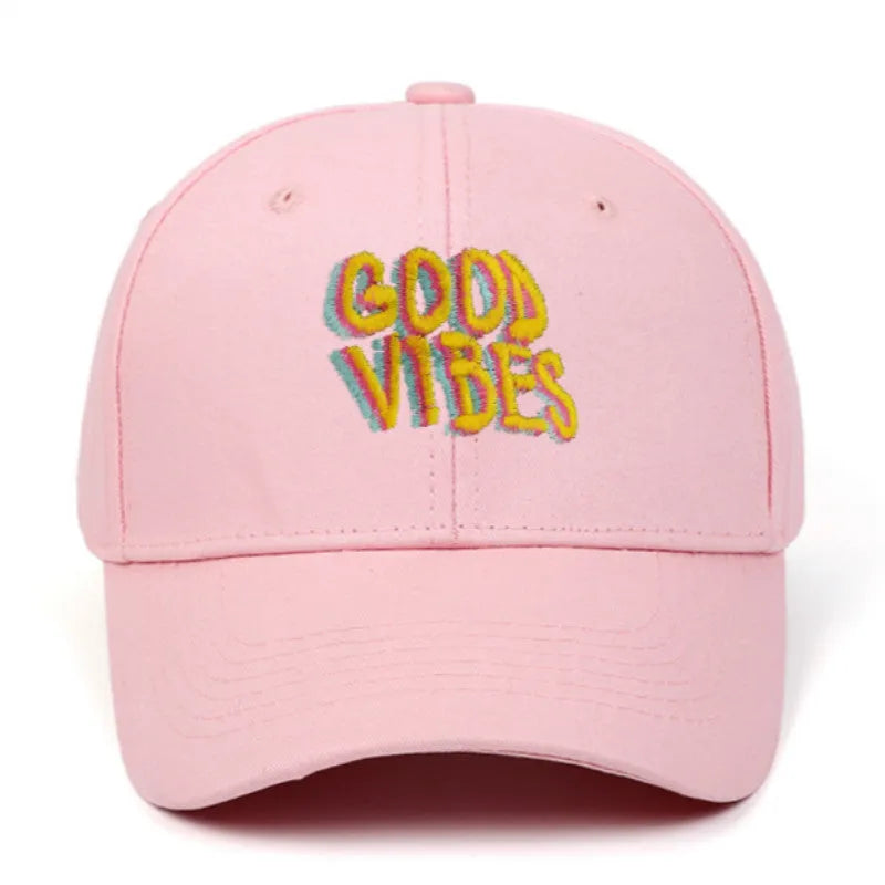 Cotton baseball cap with letter embroidery in hip hop style, available in Black, Pink and White