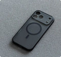Magnetic anti-fall phone case for iPhone 17 Pro max in translucent black finish