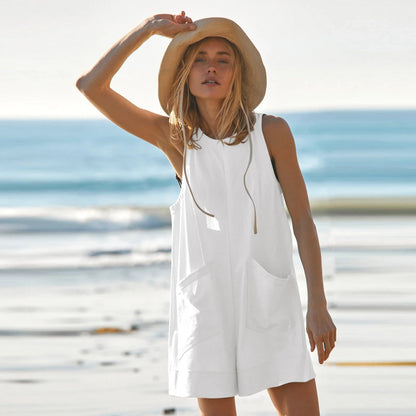 Stylish summer jumpsuit with pockets, cargo shorts, and a relaxed, comfortable design