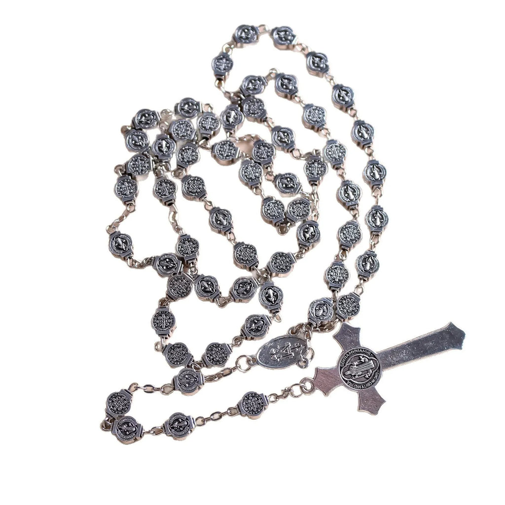 Cross long sweater necklace with geometric alloy pendant and round chain in unisex NL1343 style
