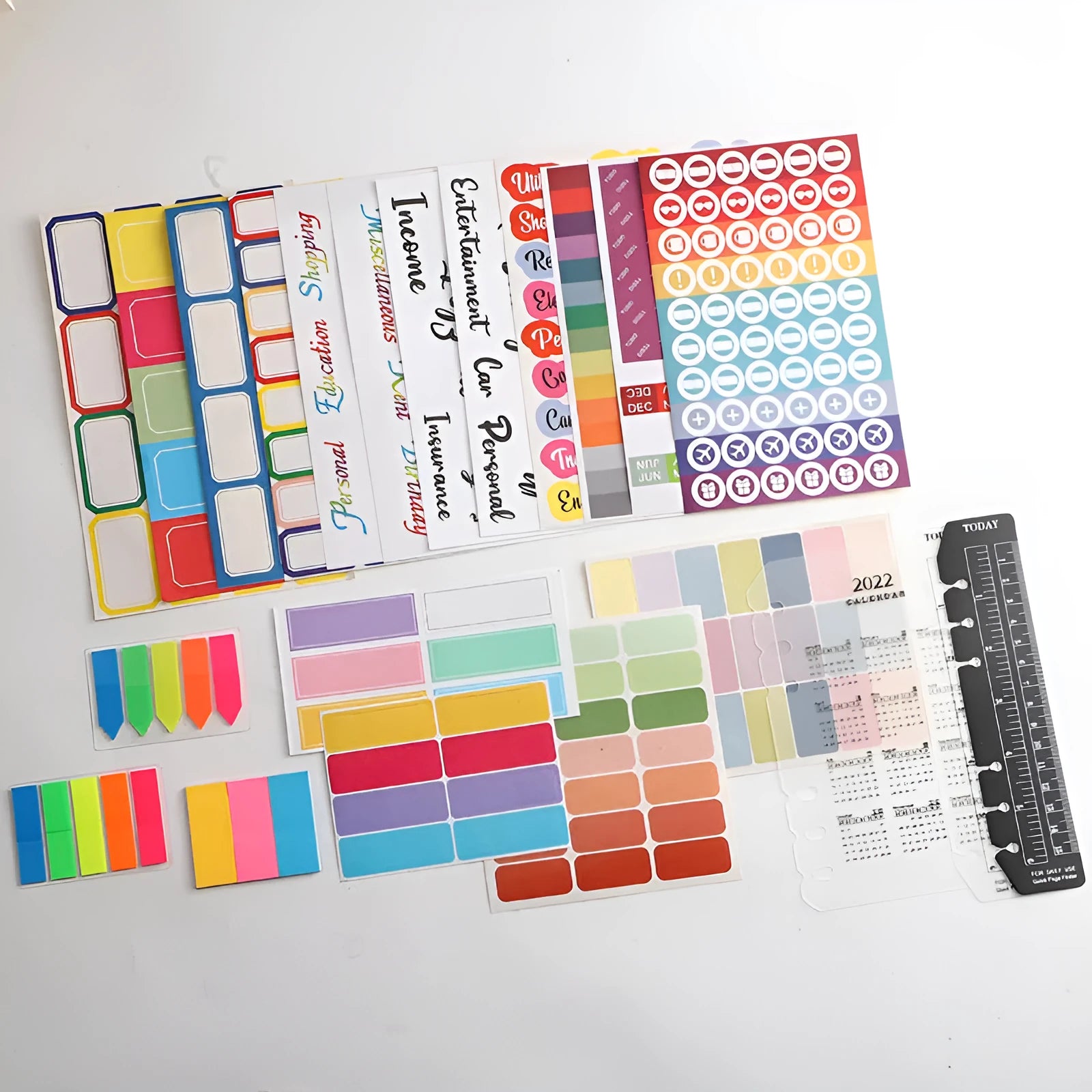 Handwritten label stickers in white German colour with grid designs and adhesive backing