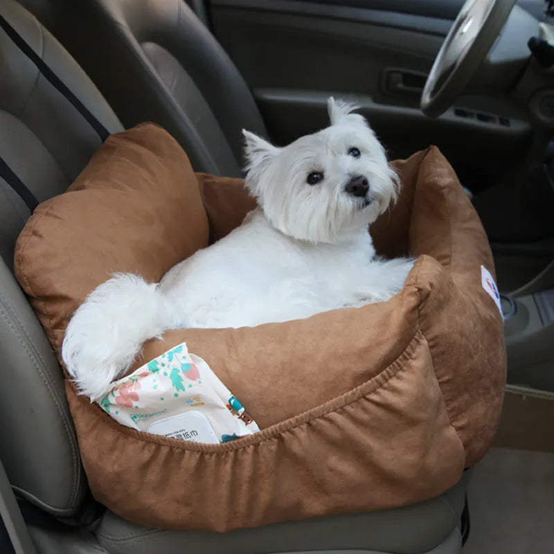 Anti-dirty pet dog car bed pad in canvas and plush, 55x50x30cm, deep sea blue colour