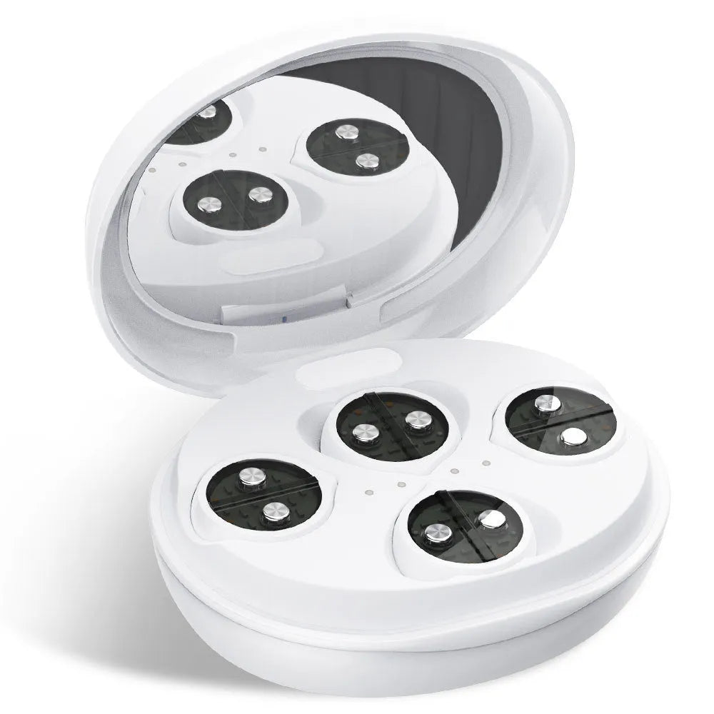 White wireless red light EMS eye and face massager device for dark circles and facial treatment