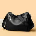 Women's black genuine leather crossbody bag with first layer cowhide, nylon lining, 27x9x22cm, single shoulder strap