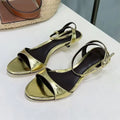 Women's retro French-style leather sandals with open toe and kitten heel in multiple colours