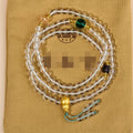 White crystal ethnic geometric rosary bracelet with 108 beads.