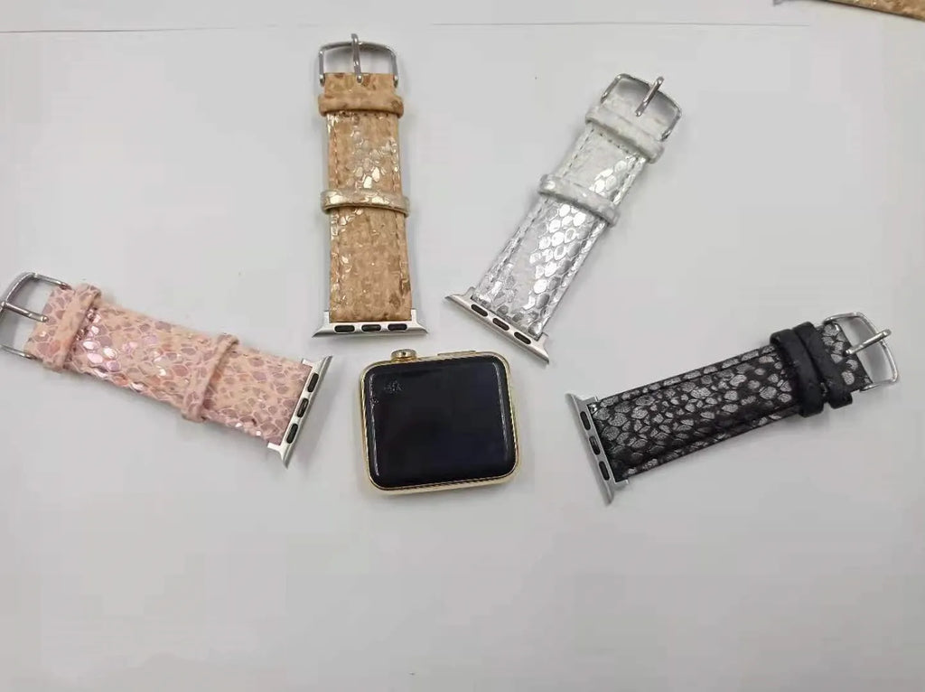 PU leopard print watch strap for Apple Watch 38mm and 42mm case sizes