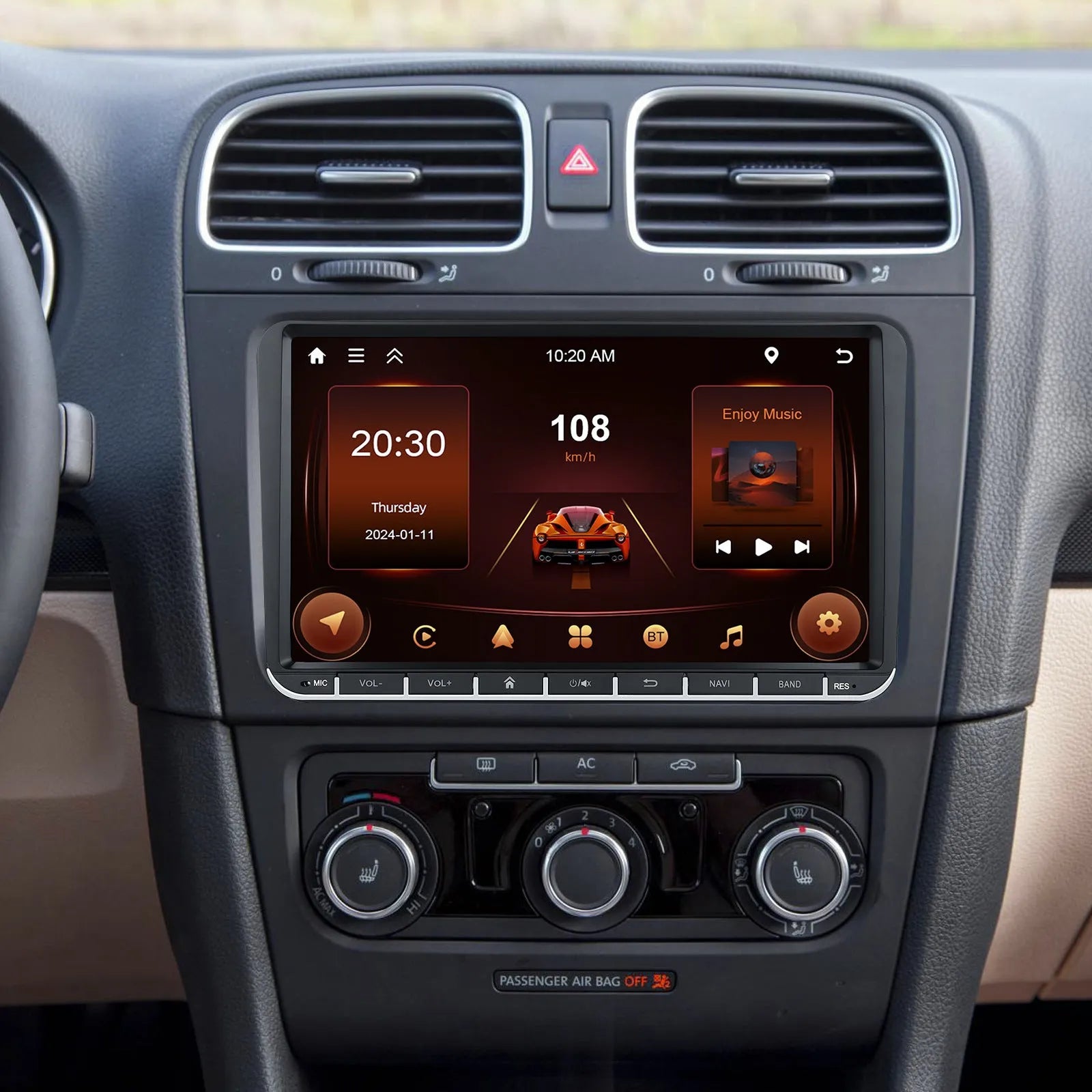 Android 13 7-inch car central control touchscreen for Volkswagen with wireless CarPlay