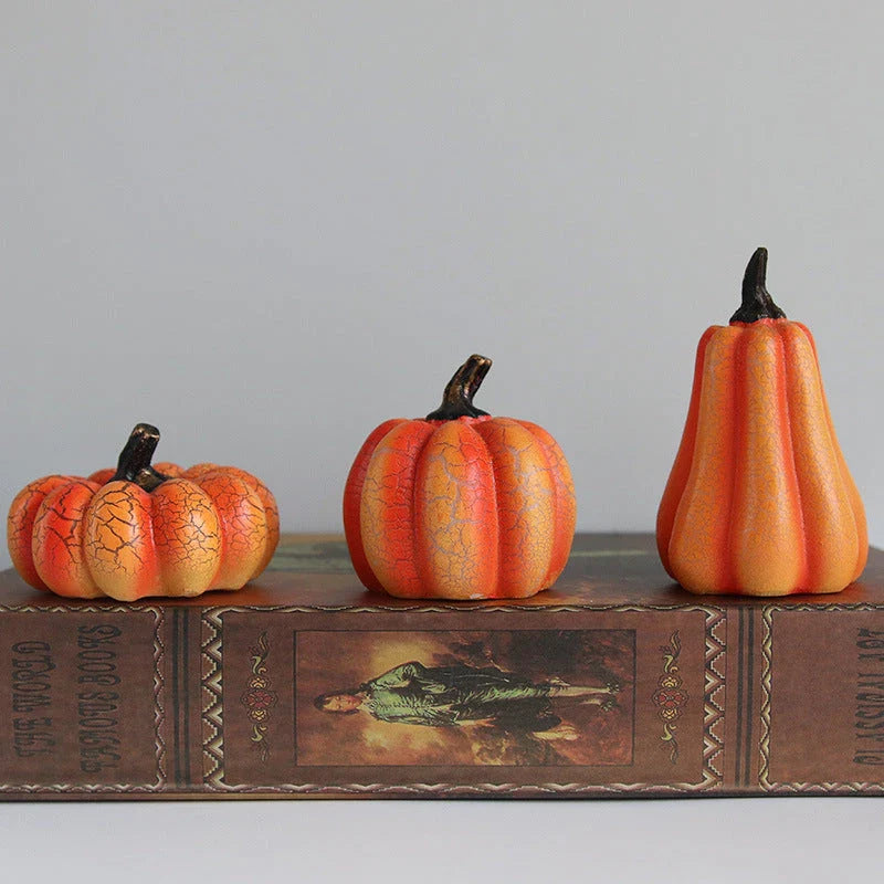 Enchanting resin pumpkin lanterns with realistic textures and LED candle illumination for Halloween decor and celebrations