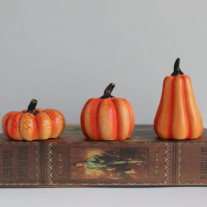 Enchanting resin pumpkin lanterns with realistic textures and LED candle illumination for Halloween decor and celebrations