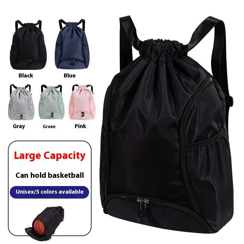 Large capacity cube-style sports backpack with drawstring closure in five colour options