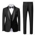 Men's three-piece slim fit suit set with green fruit collar in black and other colours, sizes S to 6XL