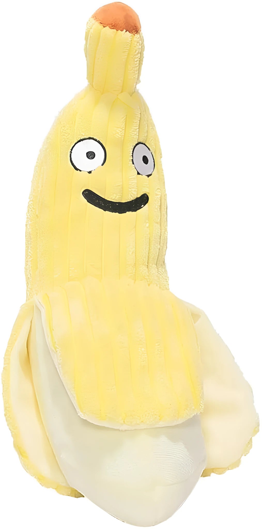 Yellow banana-shaped cat toy with plush fabric and crinkle paper sounds for indoor feline exercise