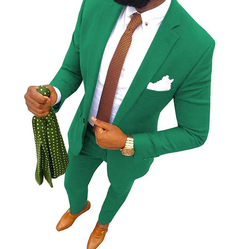 Men's cotton suit in multiple colours including purple, black, red, wine red, blue, gray, green, khaki, dark green, brown, dark blue, beige, white, dark purple, light purple, and pink options