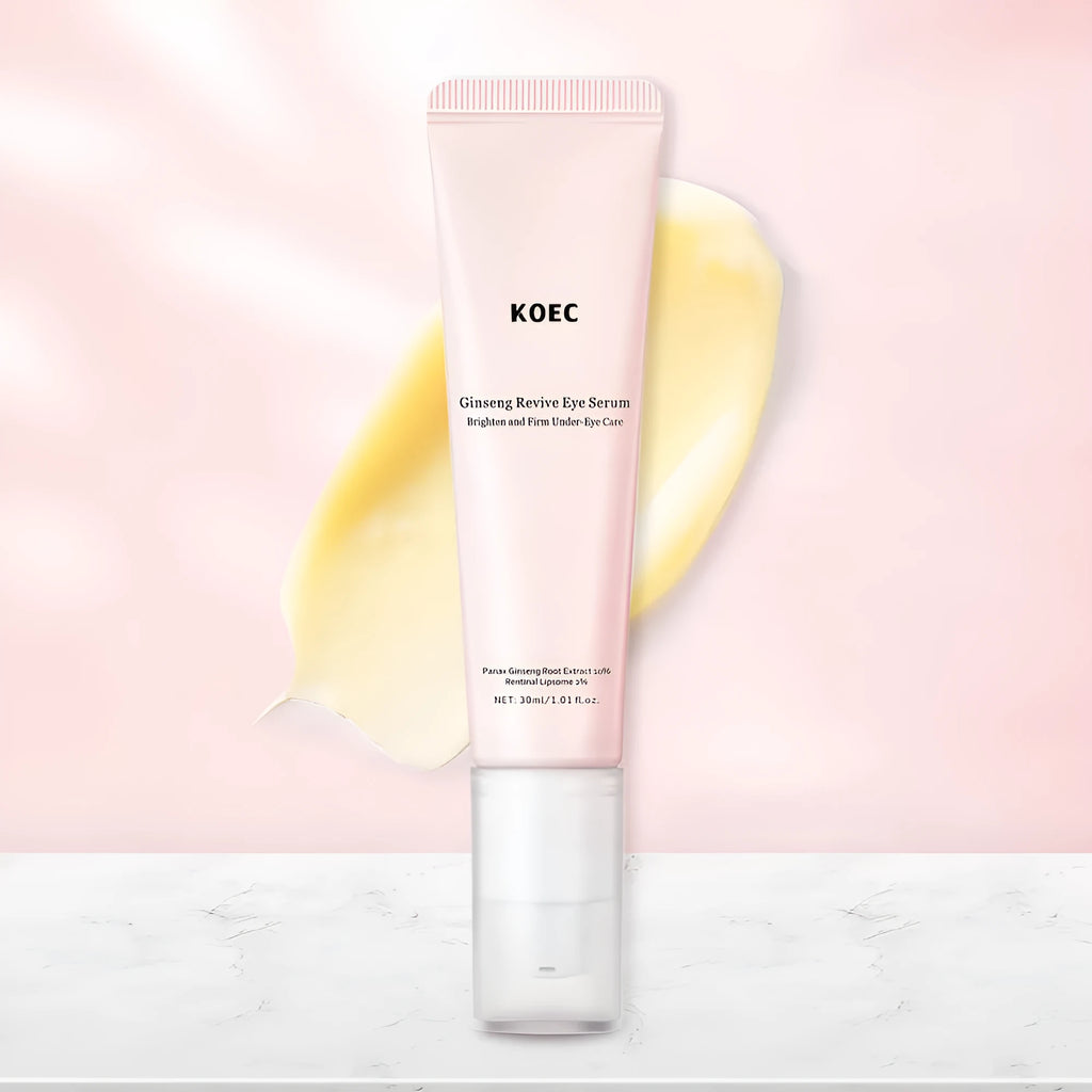 Ginseng and pink peptide eye cream set with 30ml net content and 60-piece eye mask for wrinkles and dark circles
