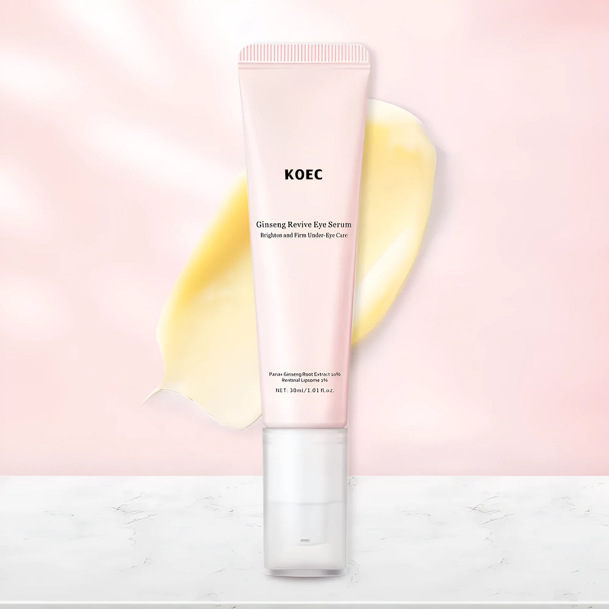 Ginseng and pink peptide eye cream set with 30ml net content and 60-piece eye mask for wrinkles and dark circles